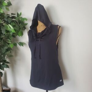 Marika Women's Sleeveless Hooded Black Mesh Back Workout Top - Size Small